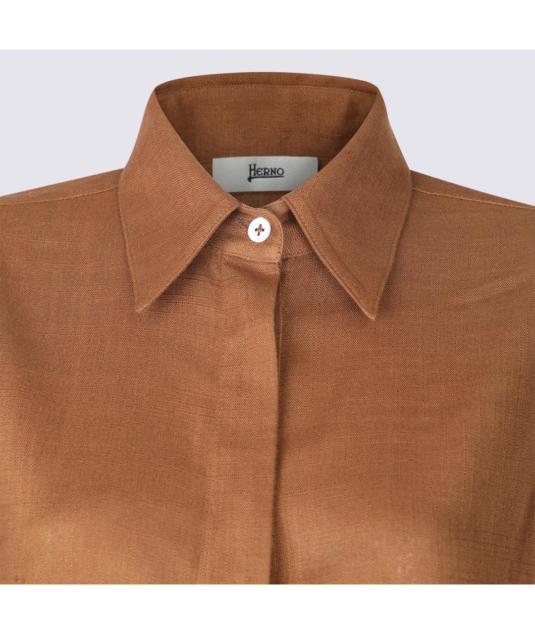 HERNO Коричневая вискозная рубашка, фото 3