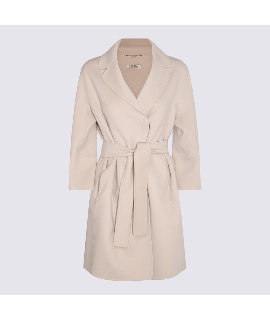 'S MAX MARA Белое кашемировое пальто, фото 3