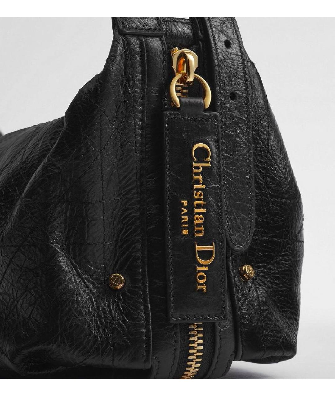CHRISTIAN DIOR Черная кожаная сумка через плечо, фото 3