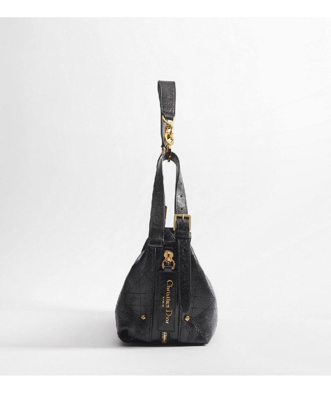 CHRISTIAN DIOR Черная кожаная сумка через плечо, фото 5
