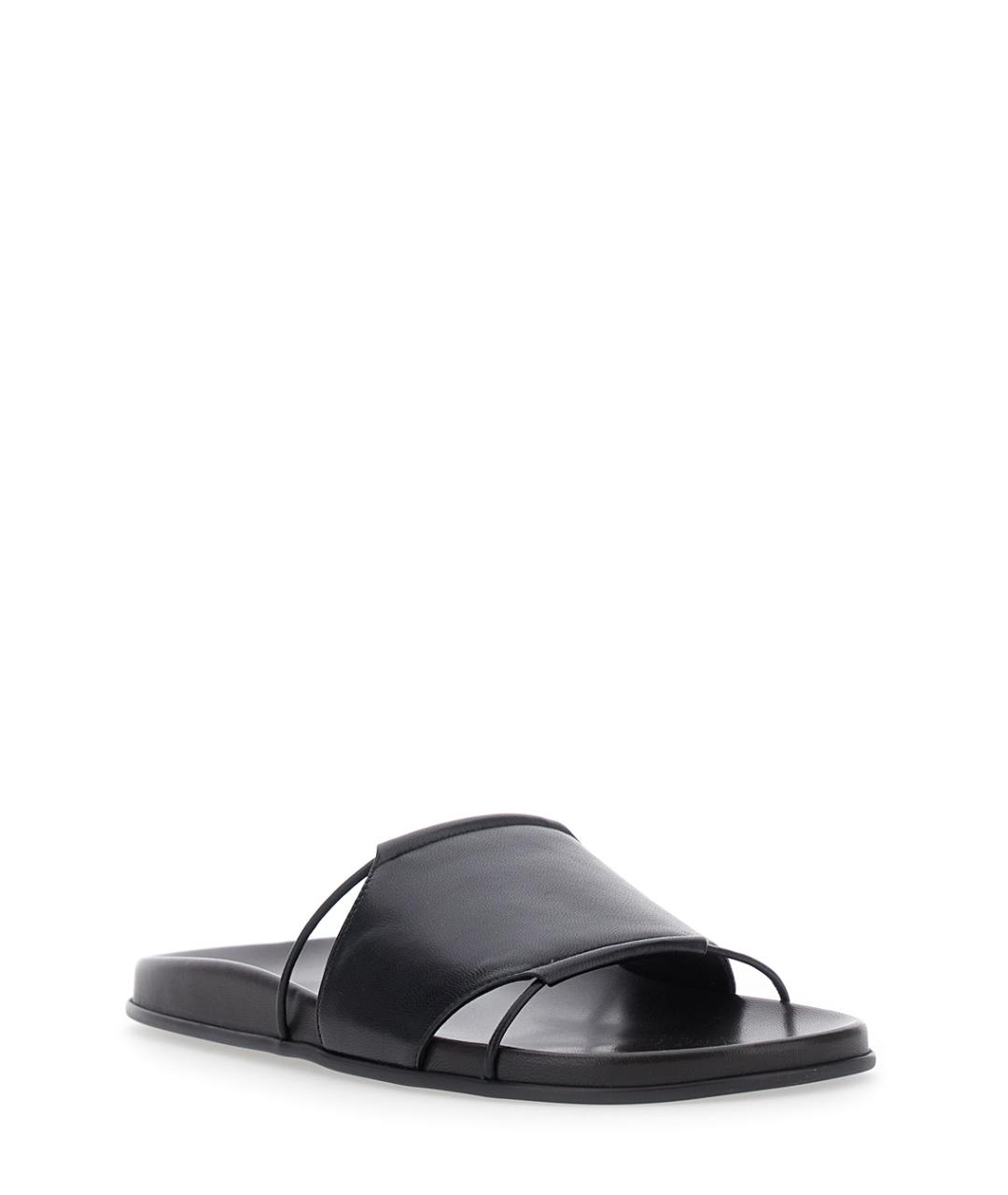 THE ROW Черные кожаные шлепанцы, фото 2