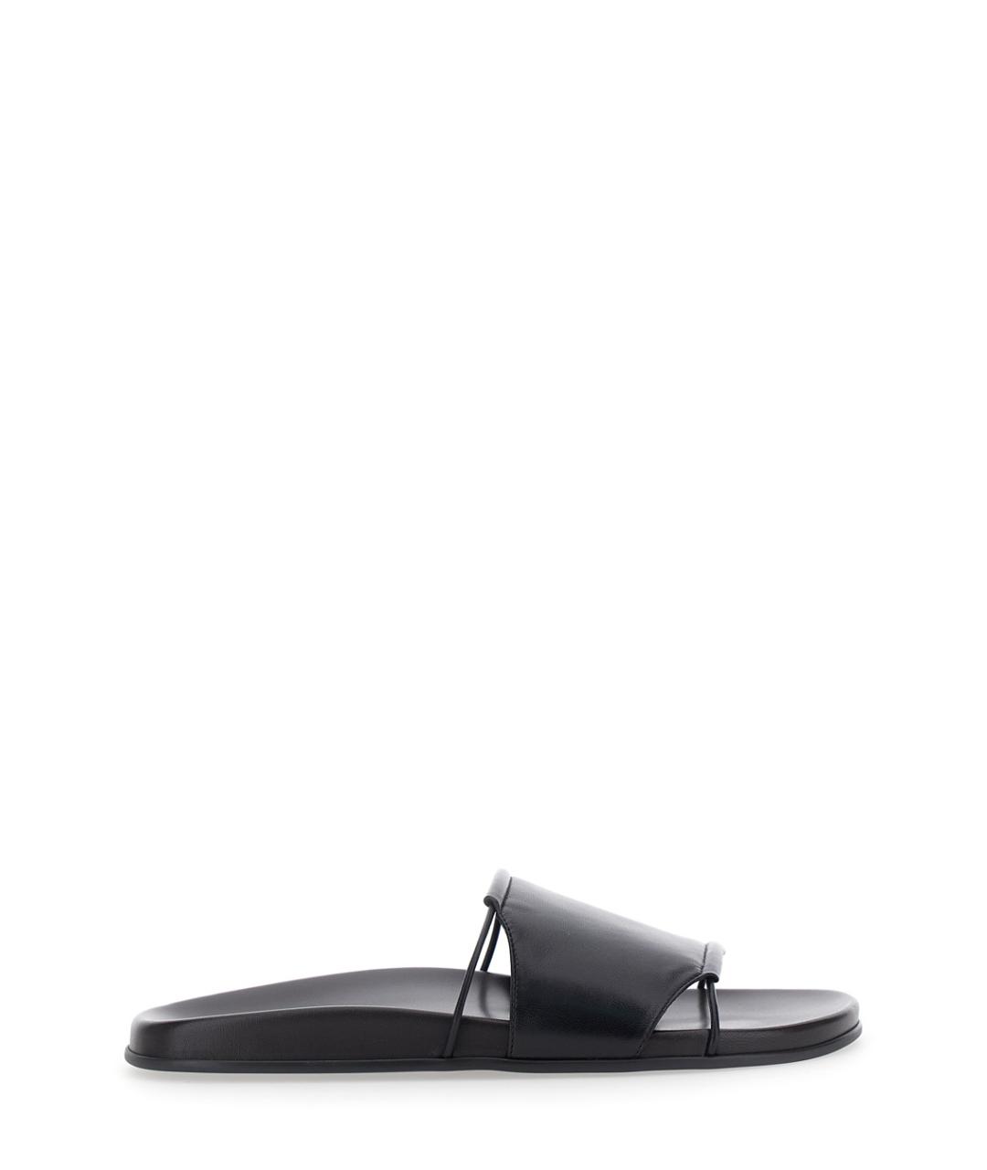 THE ROW Черные кожаные шлепанцы, фото 1