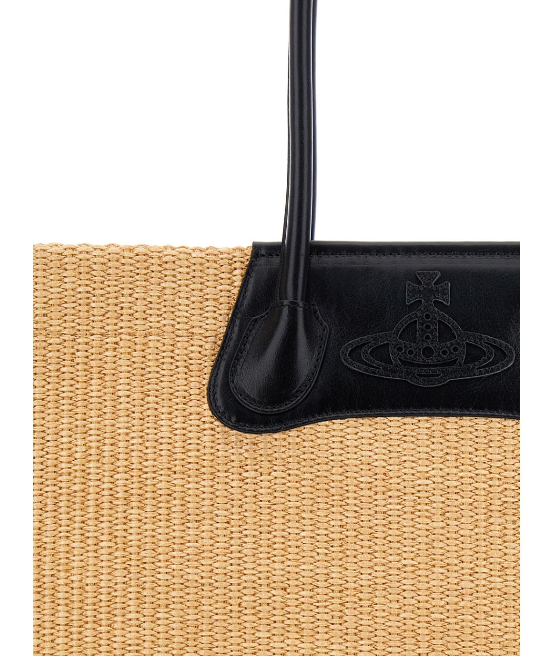 VIVIENNE WESTWOOD Бежевая пелетеная сумка тоут, фото 3