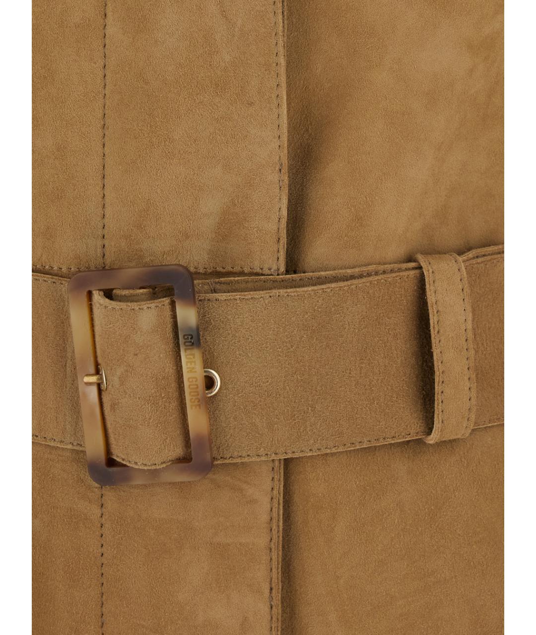 GOLDEN GOOSE DELUXE BRAND Коричневый кожаный тренч/плащ, фото 3