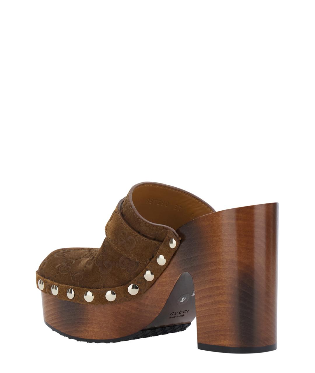 GUCCI Коричневые замшевые сабо, фото 3