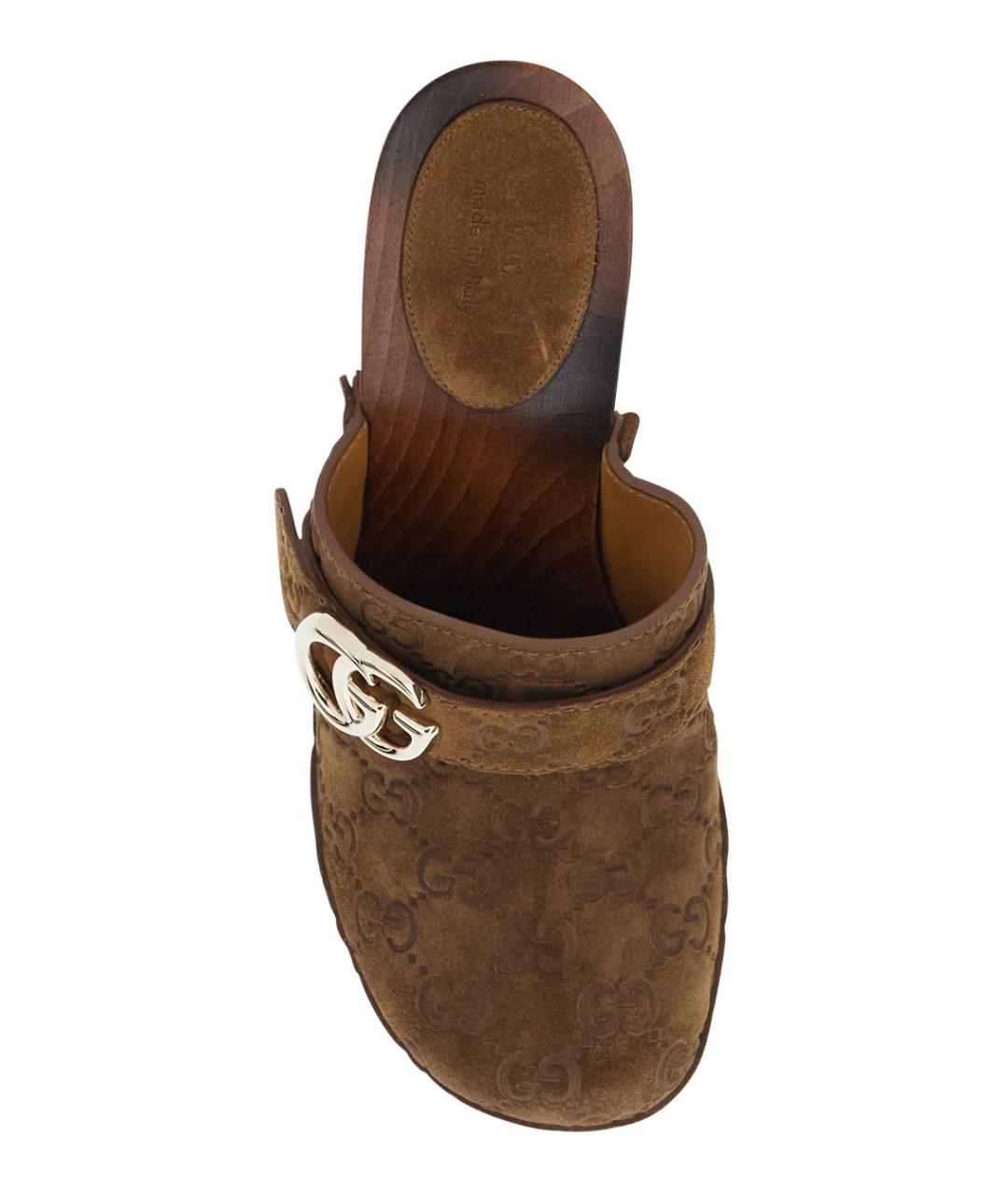 GUCCI Коричневые замшевые сабо, фото 4