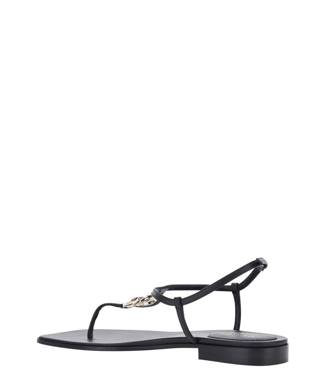 GUCCI Черные кожаные сандалии, фото 3