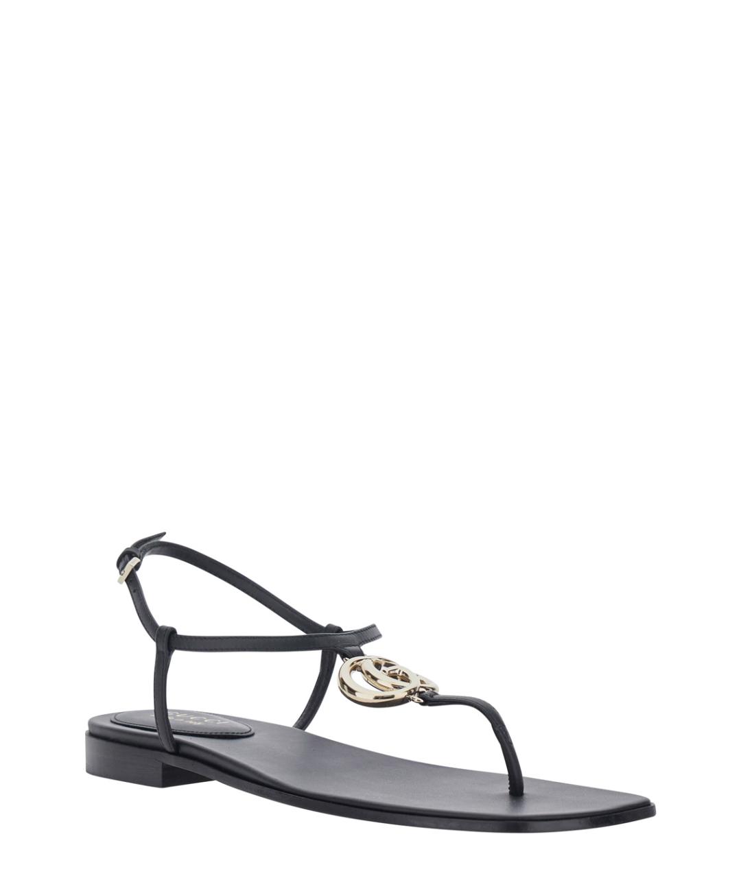 GUCCI Черные кожаные сандалии, фото 2