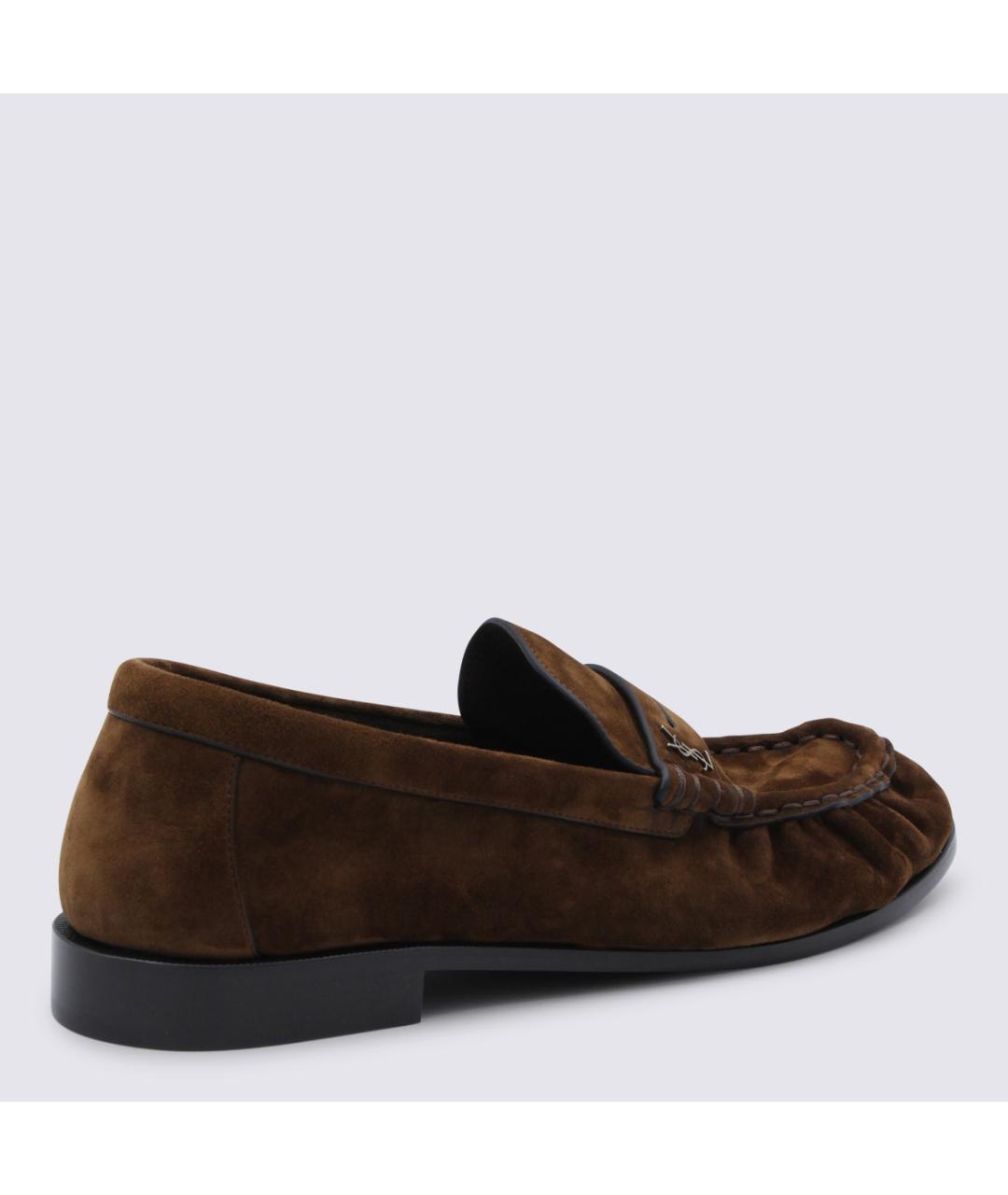 SAINT LAURENT Коричневые замшевые лоферы, фото 3
