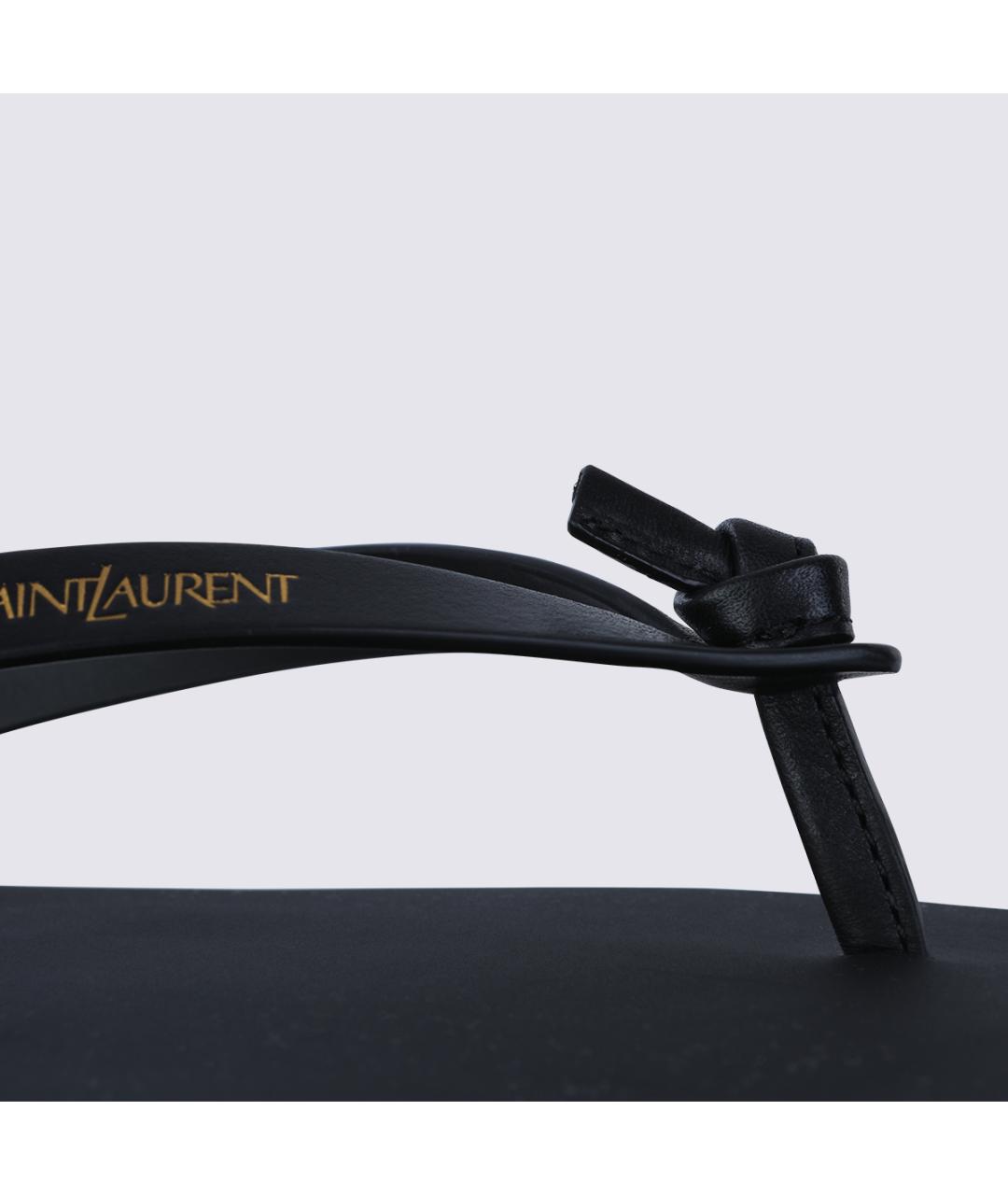 SAINT LAURENT Черные кожаные шлепанцы, фото 4