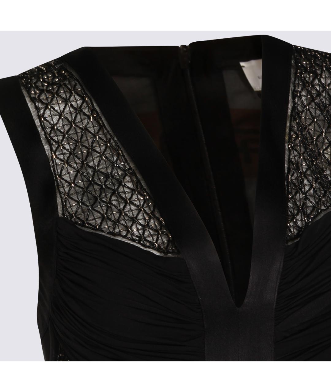 ELISABETTA FRANCHI Черное полиэстеровое вечернее платье, фото 3