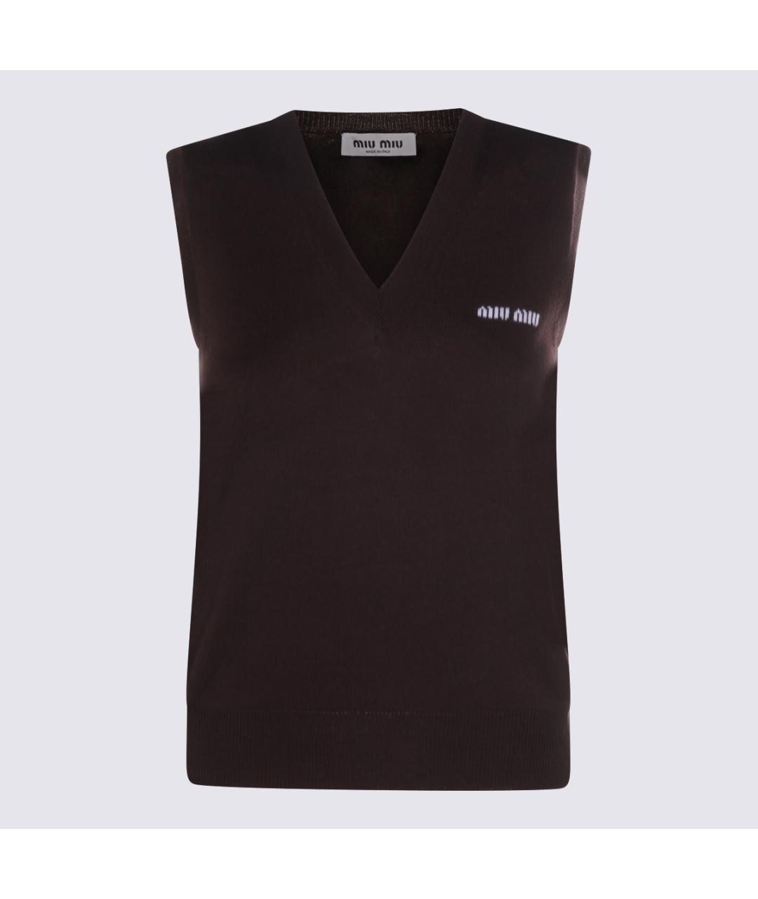 MIU MIU Коричневая шерстяная жилетка, фото 4