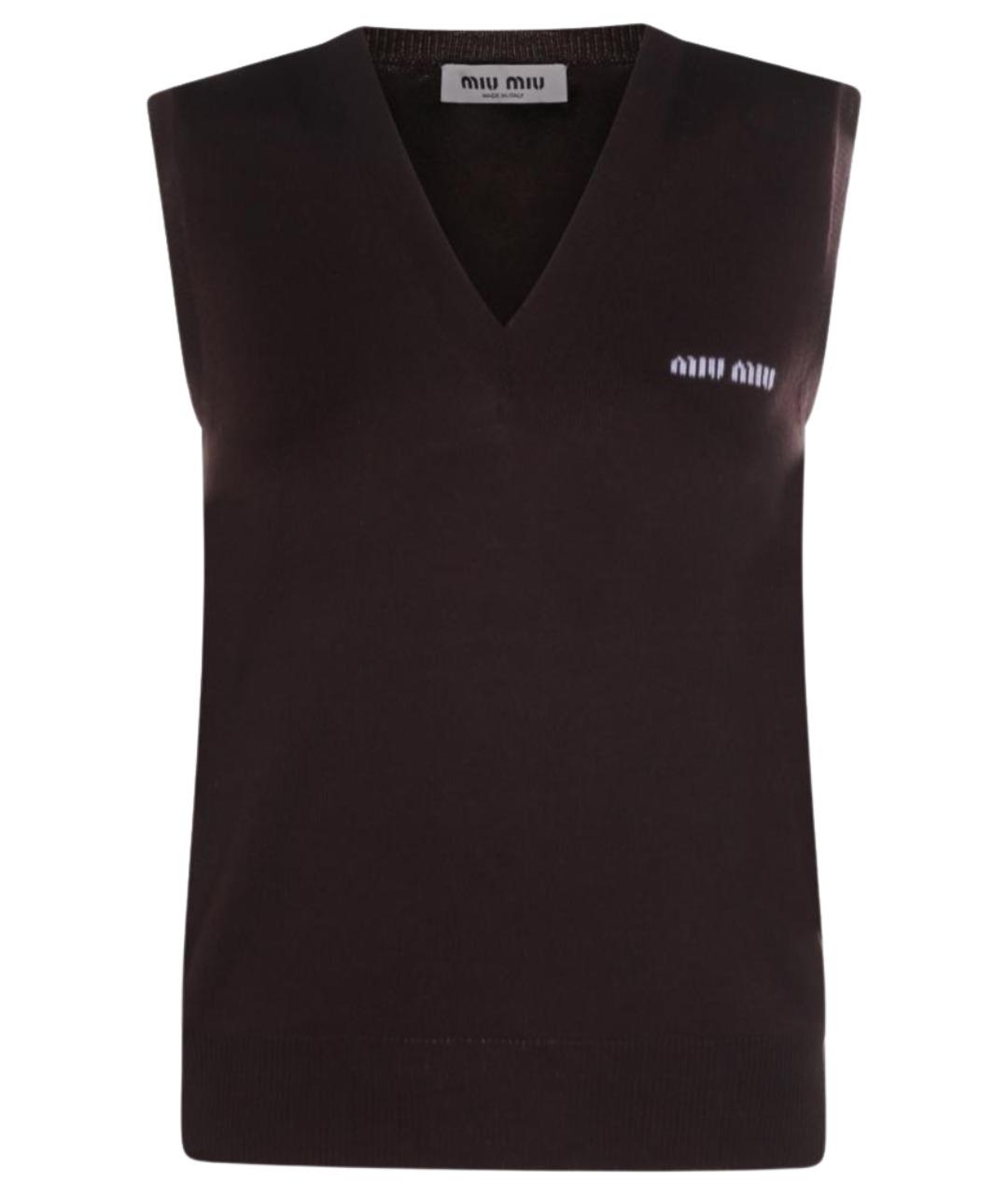 MIU MIU Коричневая шерстяная жилетка, фото 1