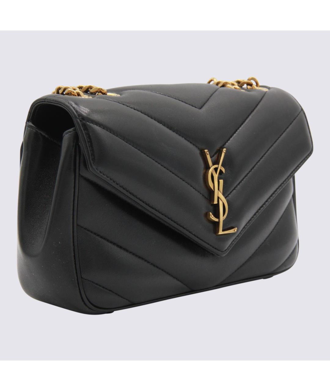 SAINT LAURENT Черная кожаная сумка через плечо, фото 2