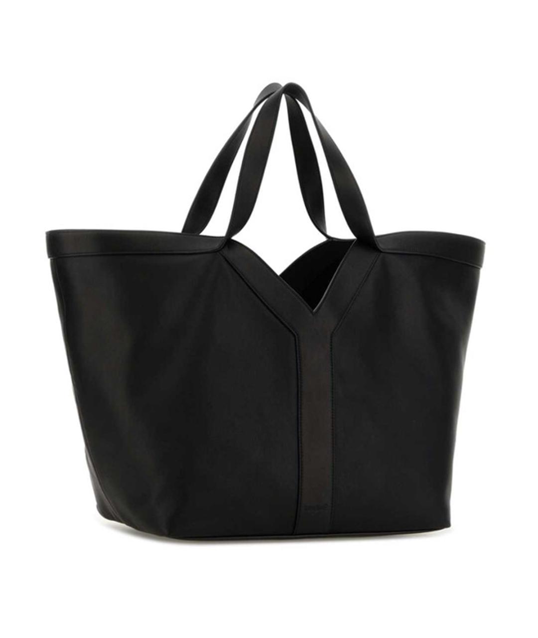 SAINT LAURENT Черная кожаная сумка тоут, фото 2