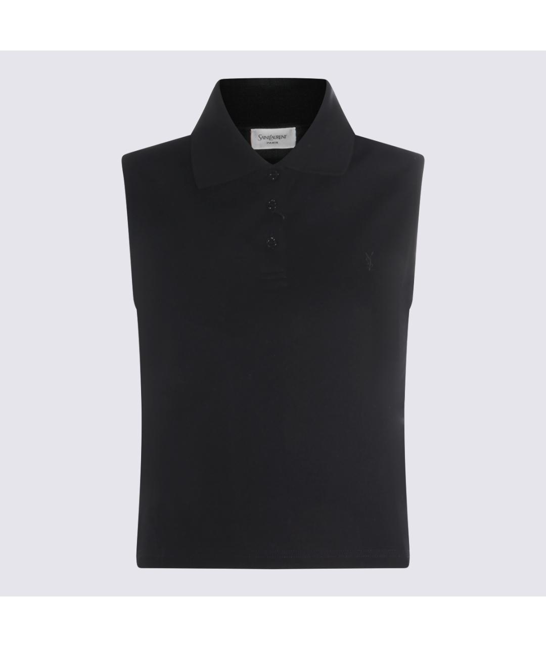 SAINT LAURENT Черная хлопковая майка, фото 4