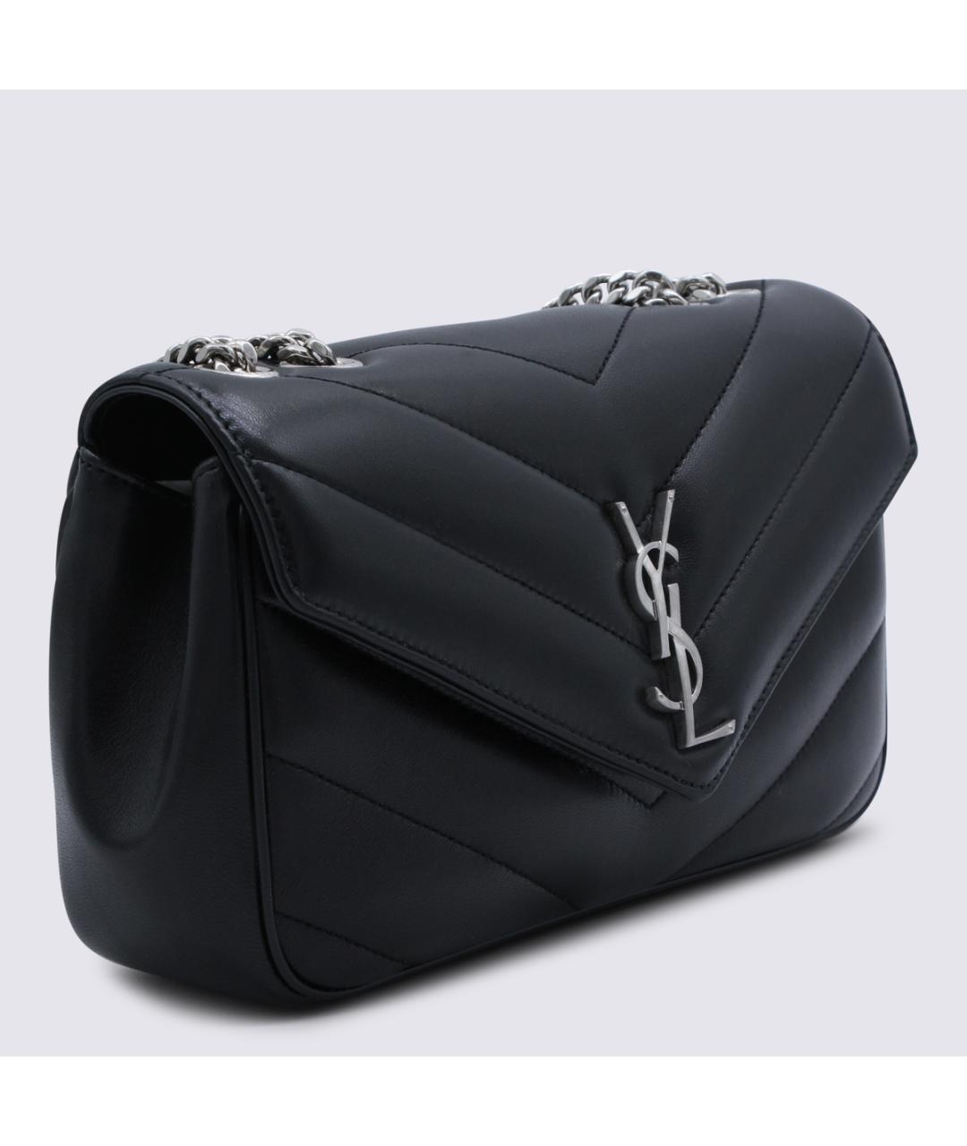 SAINT LAURENT Черная кожаная сумка через плечо, фото 2