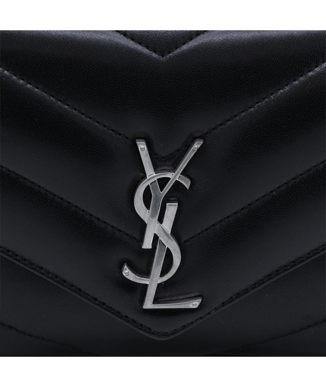 SAINT LAURENT Черная кожаная сумка через плечо, фото 4