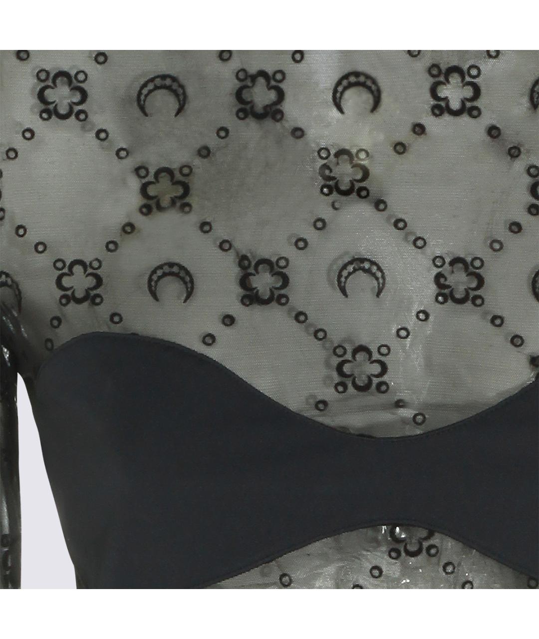 MARINE SERRE Черное полиамидовое боди, фото 3