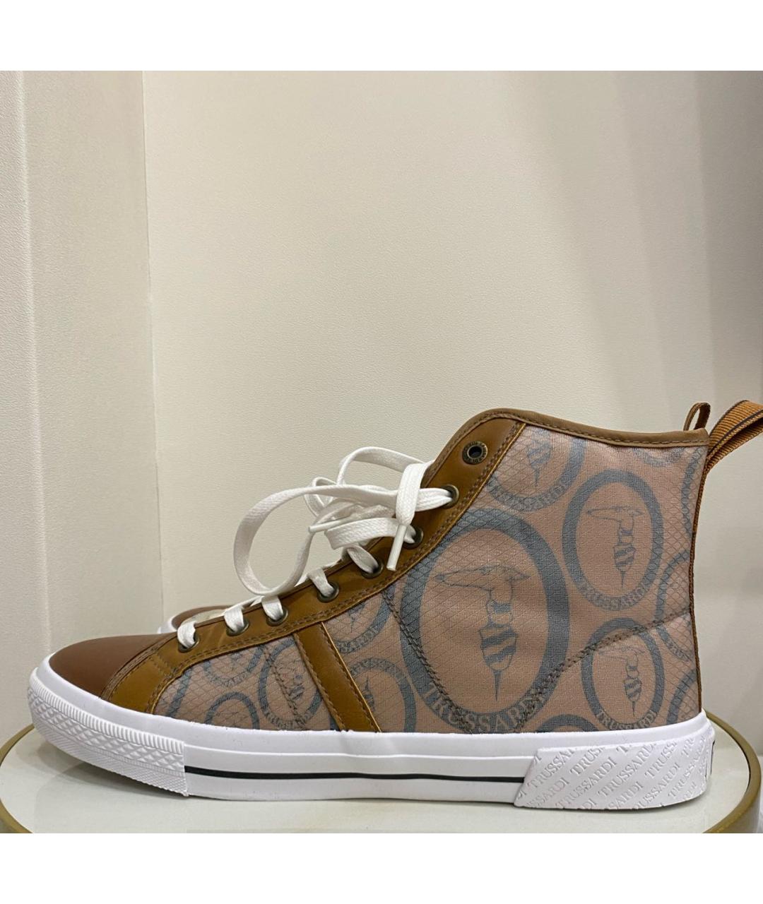 TRUSSARDI Коричневые высокие кроссовки / кеды из искусственной кожи, фото 6