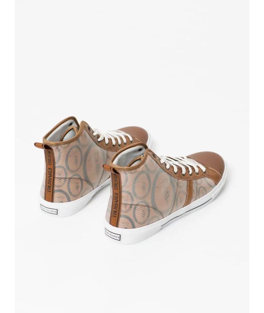 TRUSSARDI Коричневые высокие кроссовки / кеды из искусственной кожи, фото 3