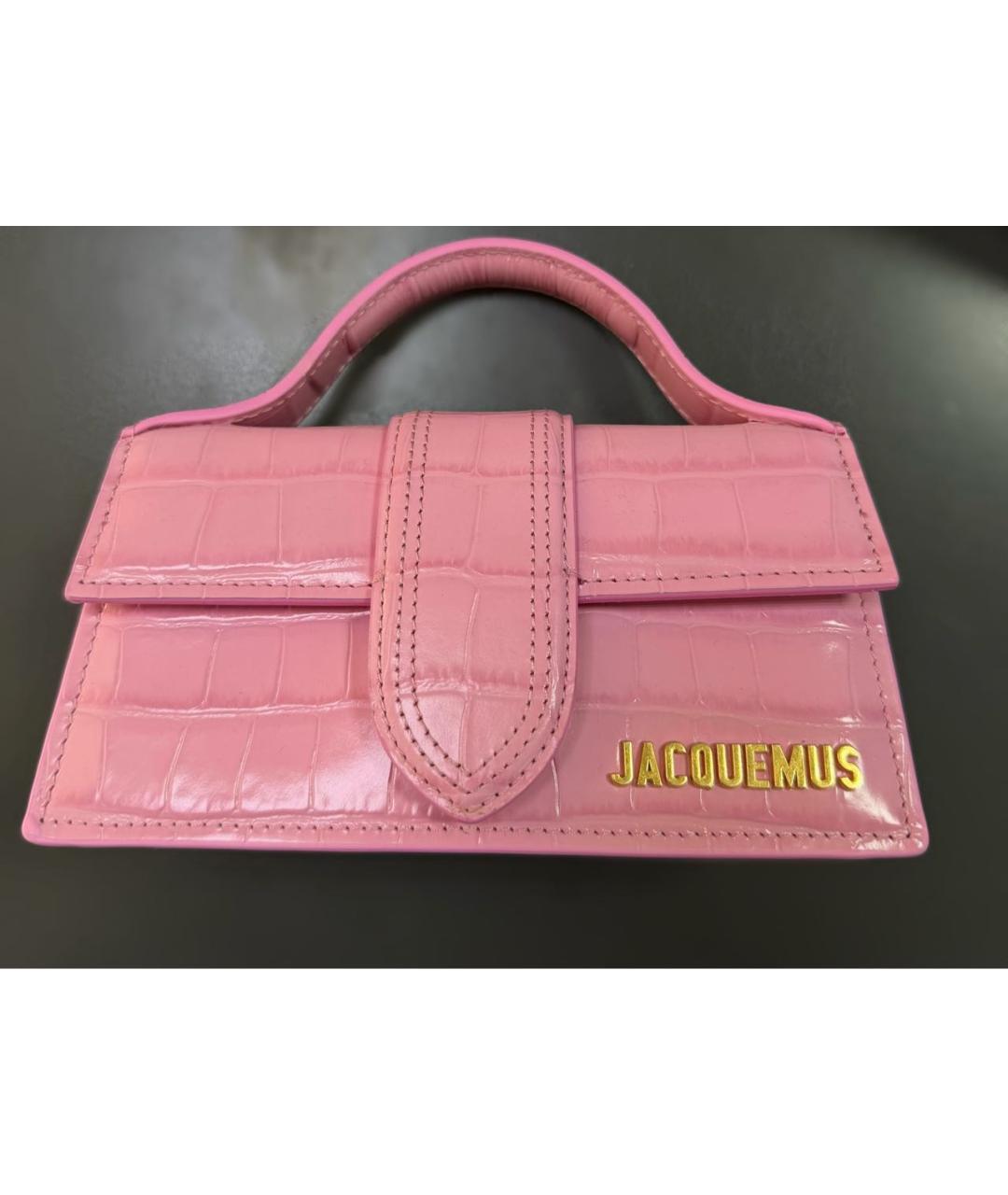 JACQUEMUS Розовая кожаная сумка с короткими ручками, фото 2