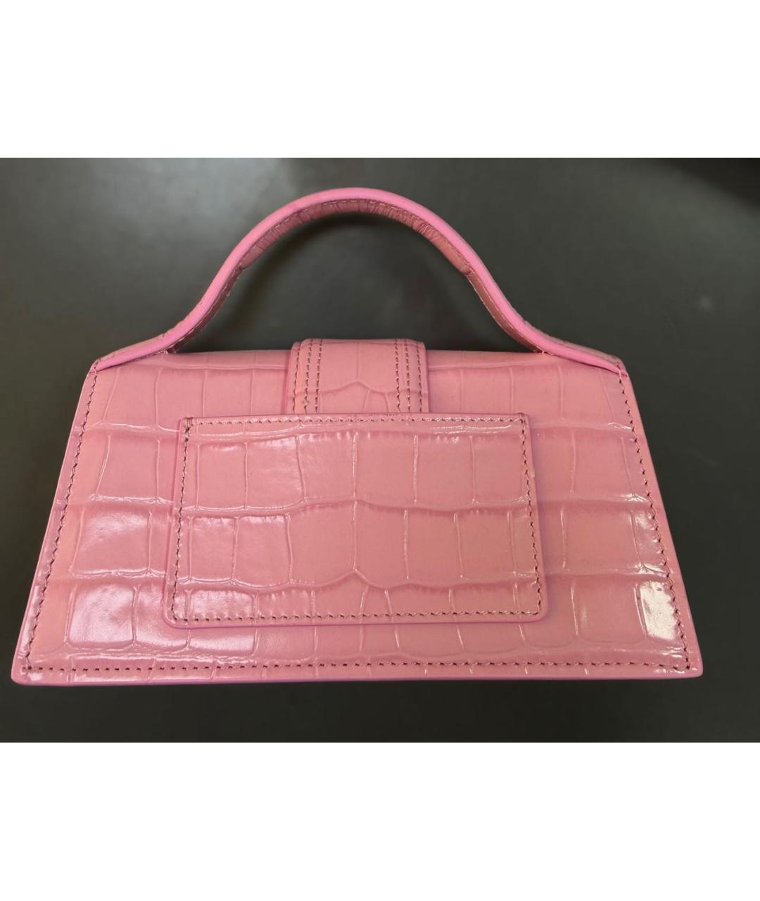 JACQUEMUS Розовая кожаная сумка с короткими ручками, фото 3