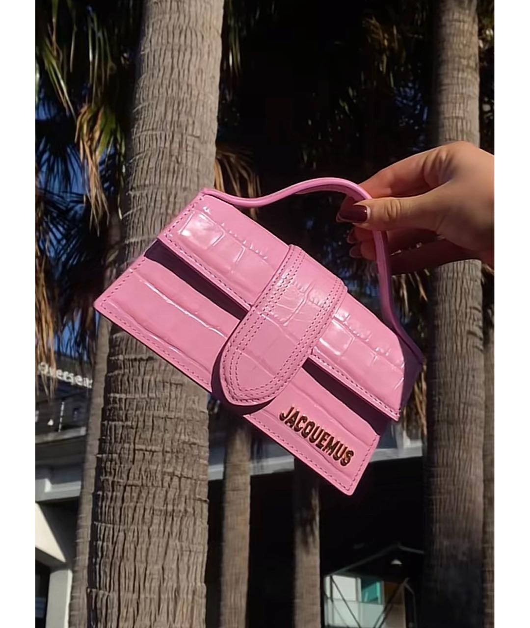 JACQUEMUS Розовая кожаная сумка с короткими ручками, фото 5