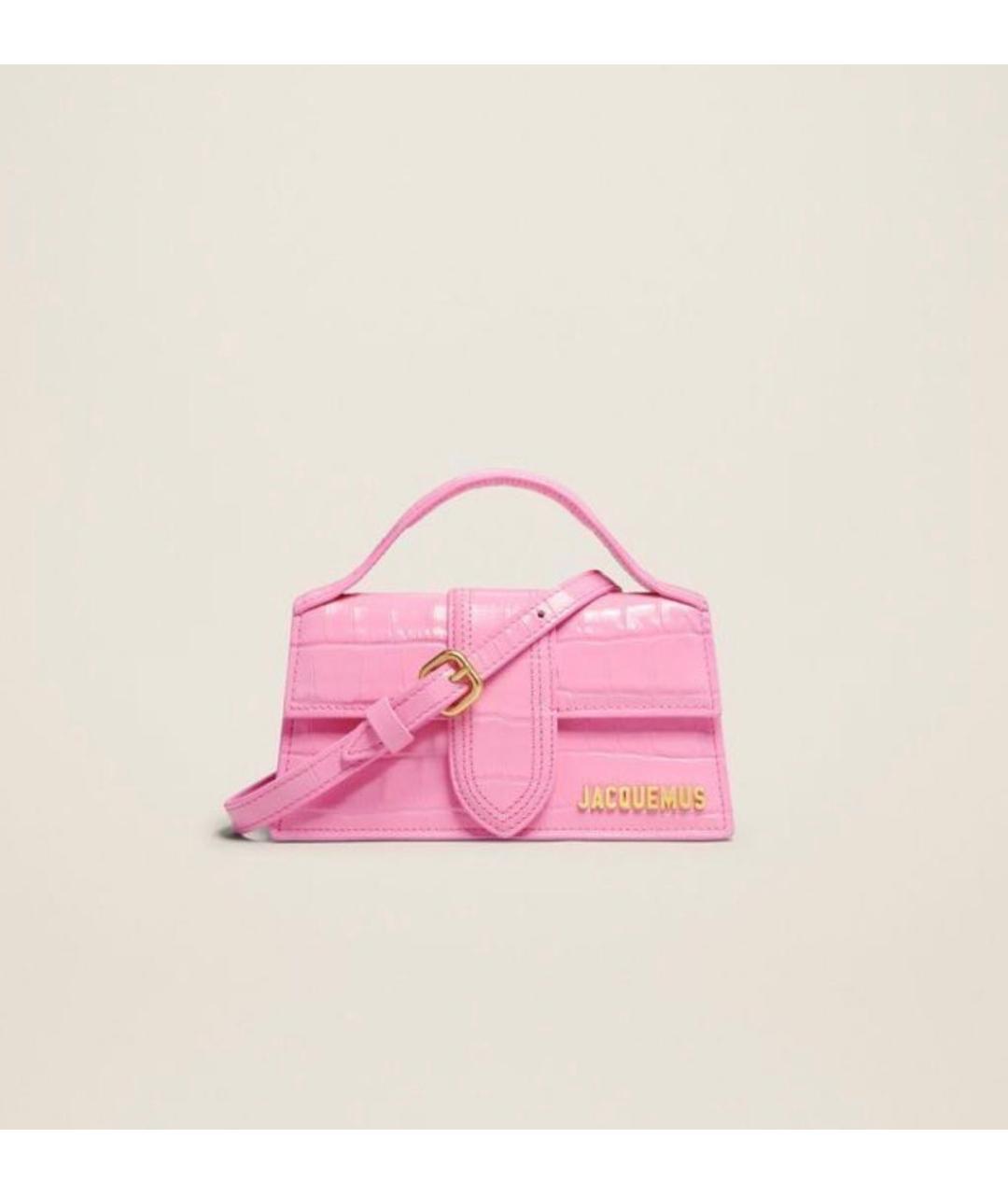 JACQUEMUS Розовая кожаная сумка с короткими ручками, фото 6