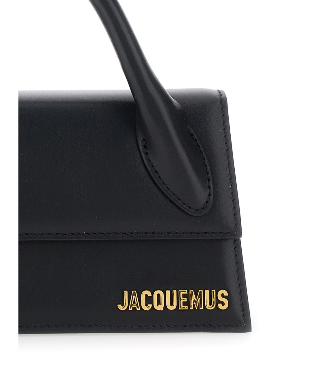 JACQUEMUS Черная кожаная сумка с короткими ручками, фото 2