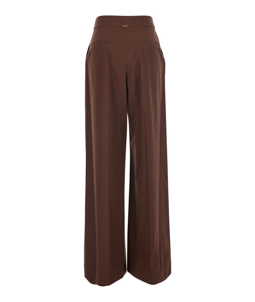 TWIN-SET Коричневые хлопковые брюки широкие, фото 2