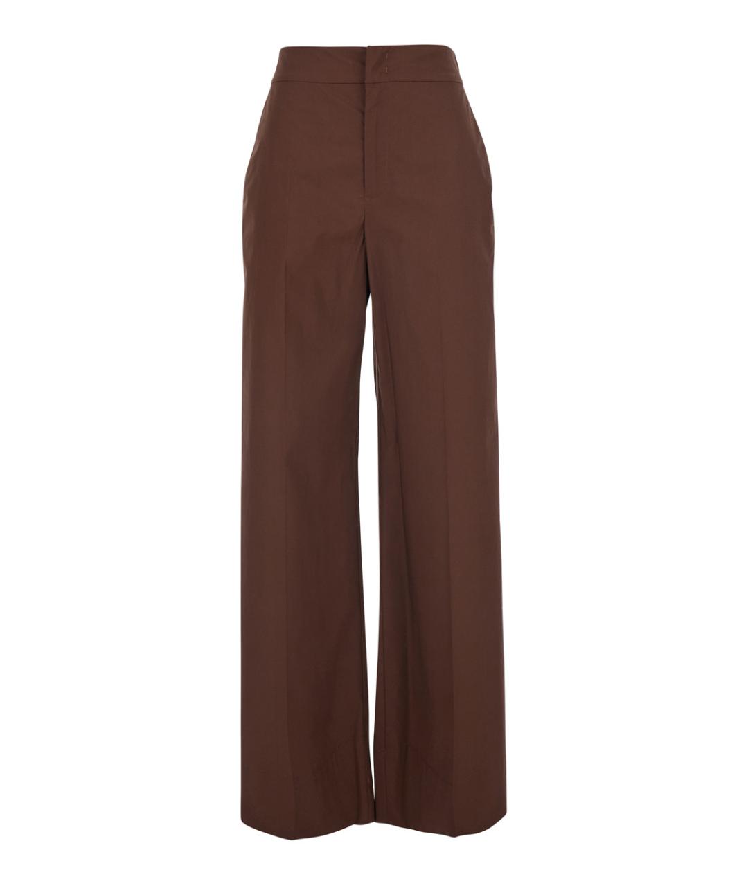 TWIN-SET Коричневые хлопковые брюки широкие, фото 1