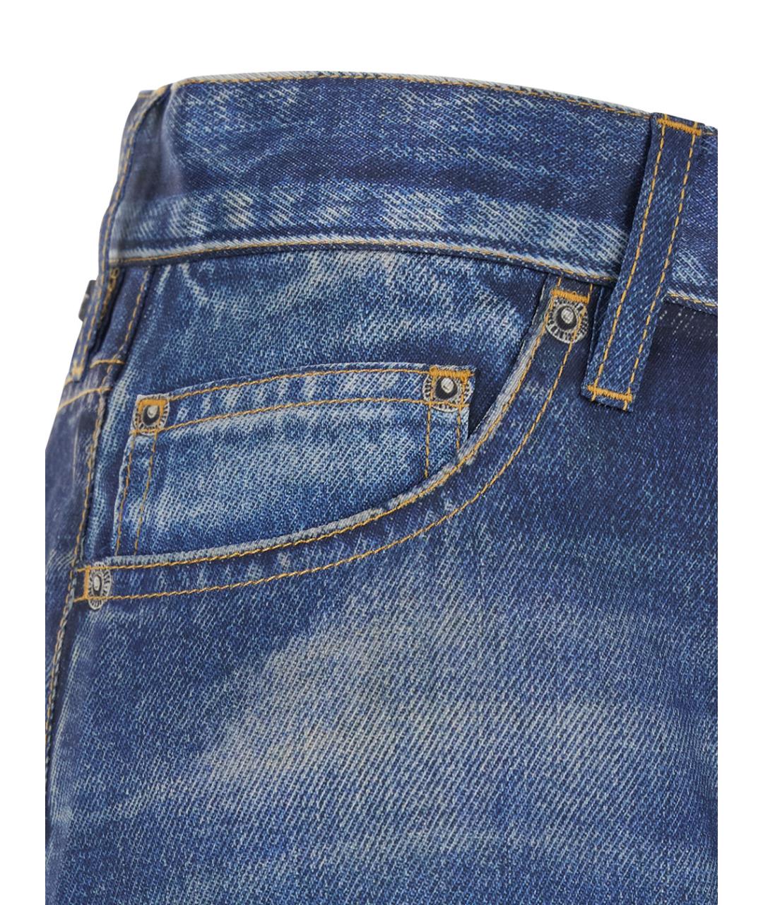 GOLDEN GOOSE DELUXE BRAND Синие хлопковые прямые джинсы, фото 3