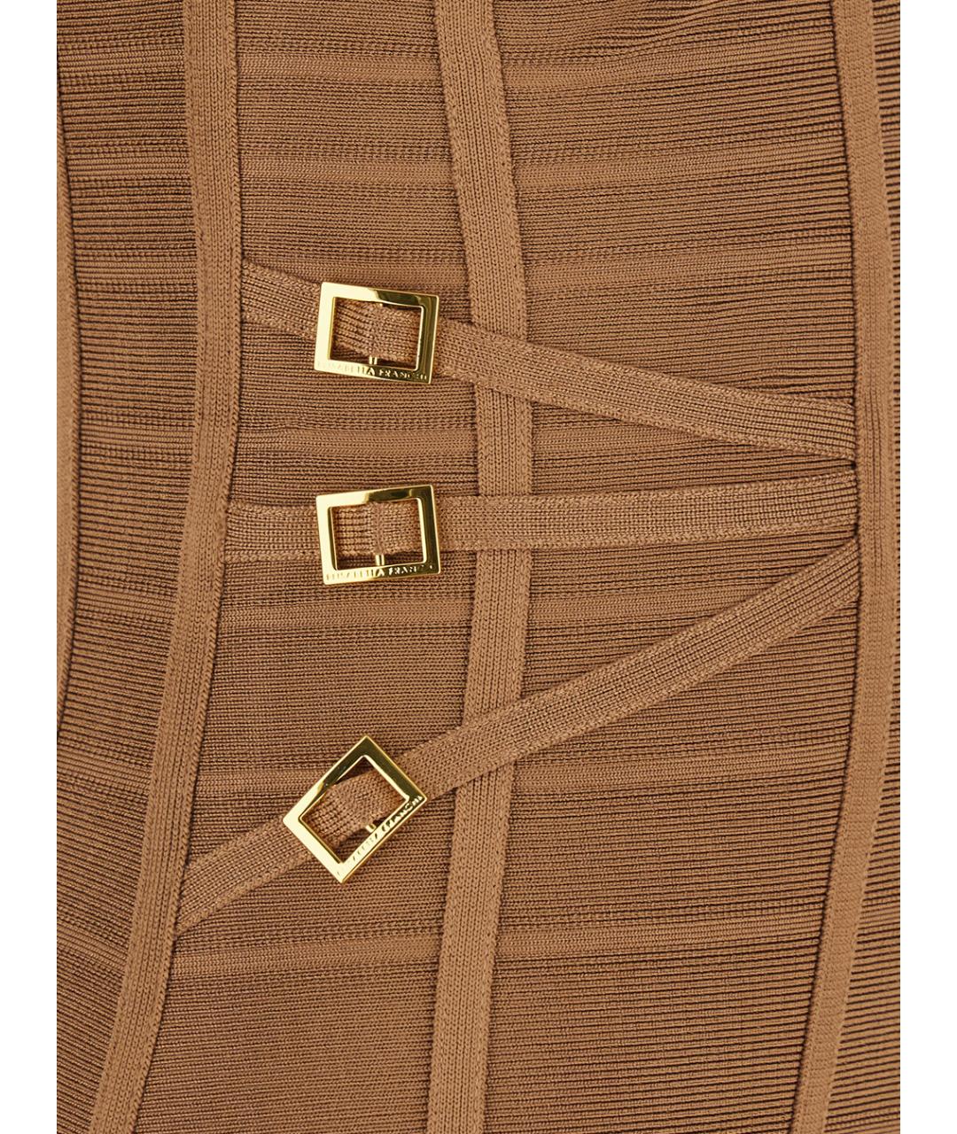 ELISABETTA FRANCHI Коричневое вискозное повседневное платье, фото 2