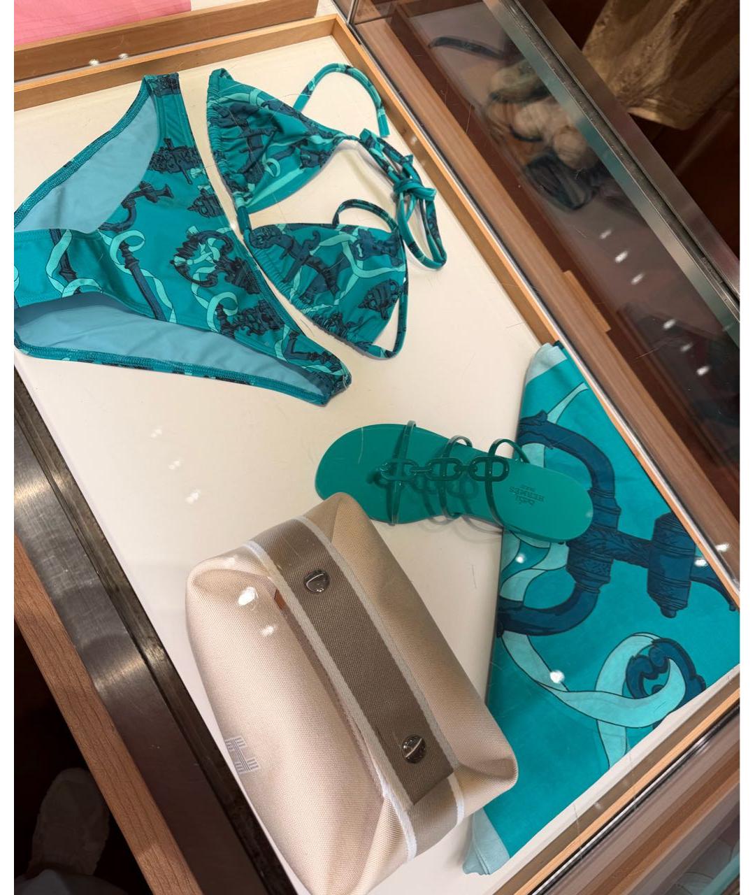 HERMES Зеленые нубуковые шлепанцы, фото 3