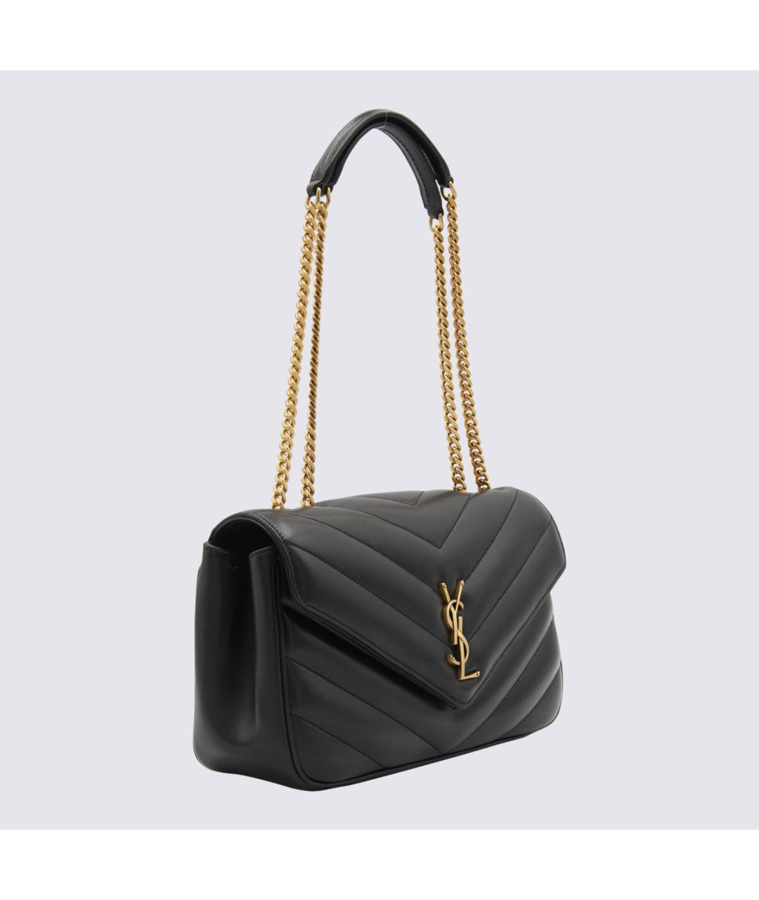 SAINT LAURENT Черная кожаная сумка через плечо, фото 2