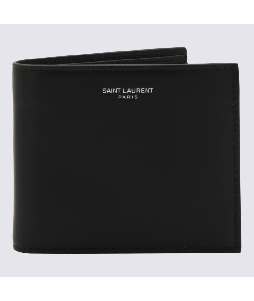 SAINT LAURENT Черный кожаный кошелек, фото 3