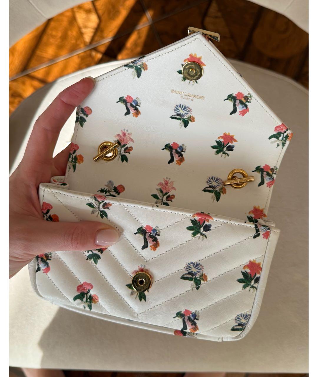 SAINT LAURENT Белая кожаная сумка через плечо, фото 4