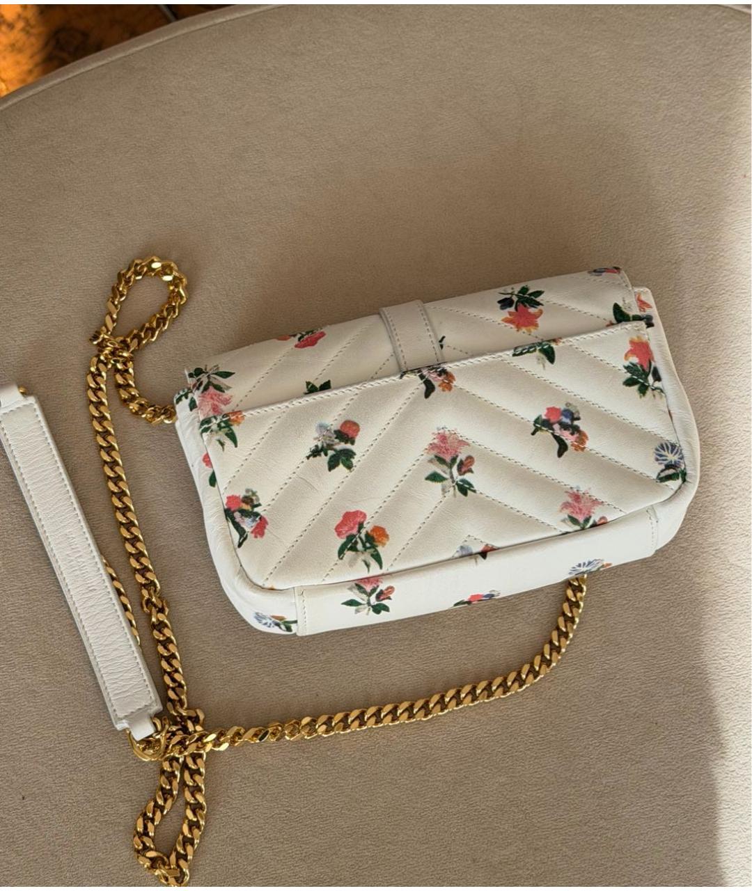 SAINT LAURENT Белая кожаная сумка через плечо, фото 3