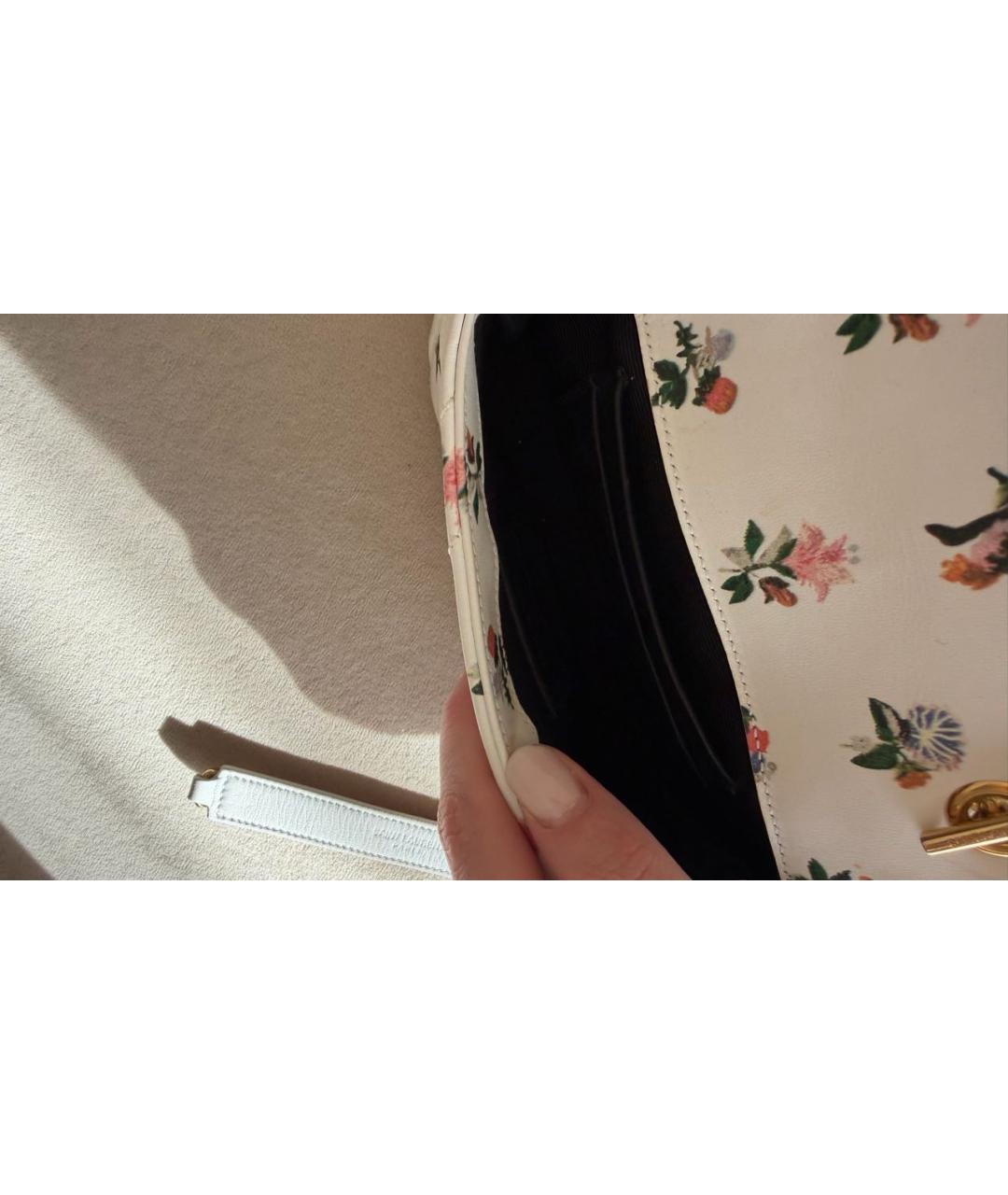 SAINT LAURENT Белая кожаная сумка через плечо, фото 5