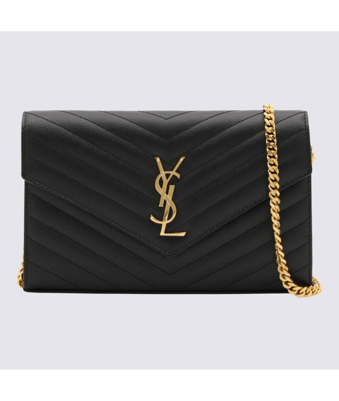 SAINT LAURENT Черная кожаная сумка через плечо, фото 3