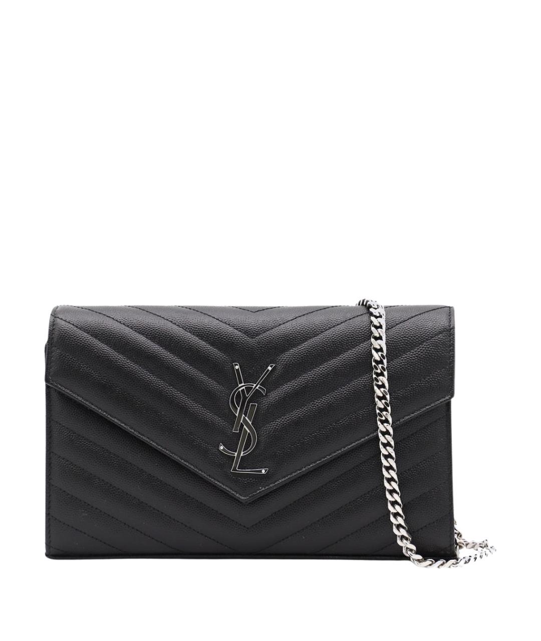 SAINT LAURENT Черная кожаная сумка через плечо, фото 1