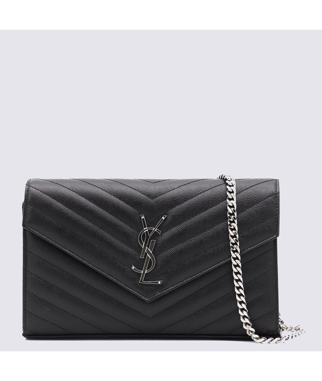 SAINT LAURENT Черная кожаная сумка через плечо, фото 3