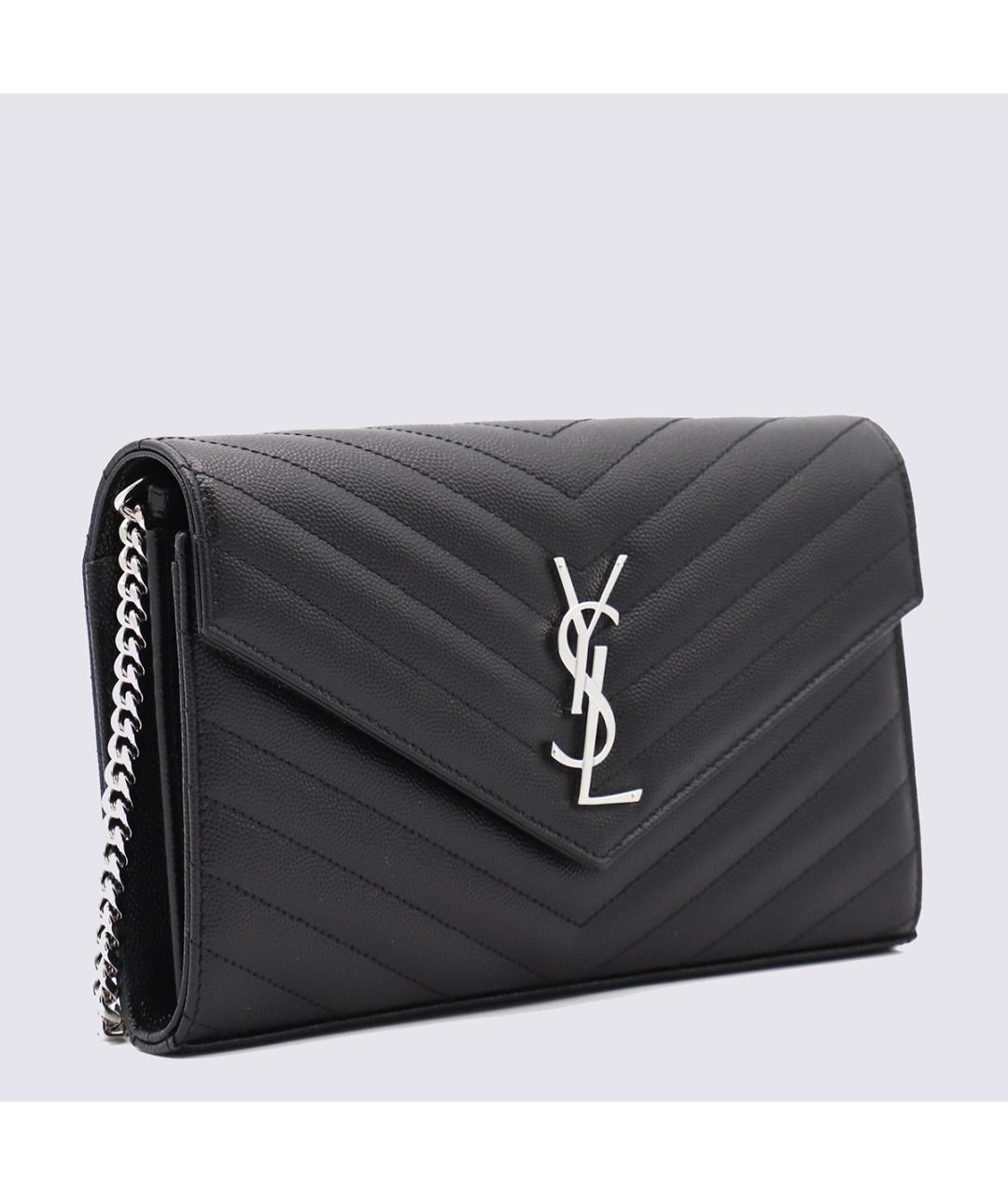 SAINT LAURENT Черная кожаная сумка через плечо, фото 2