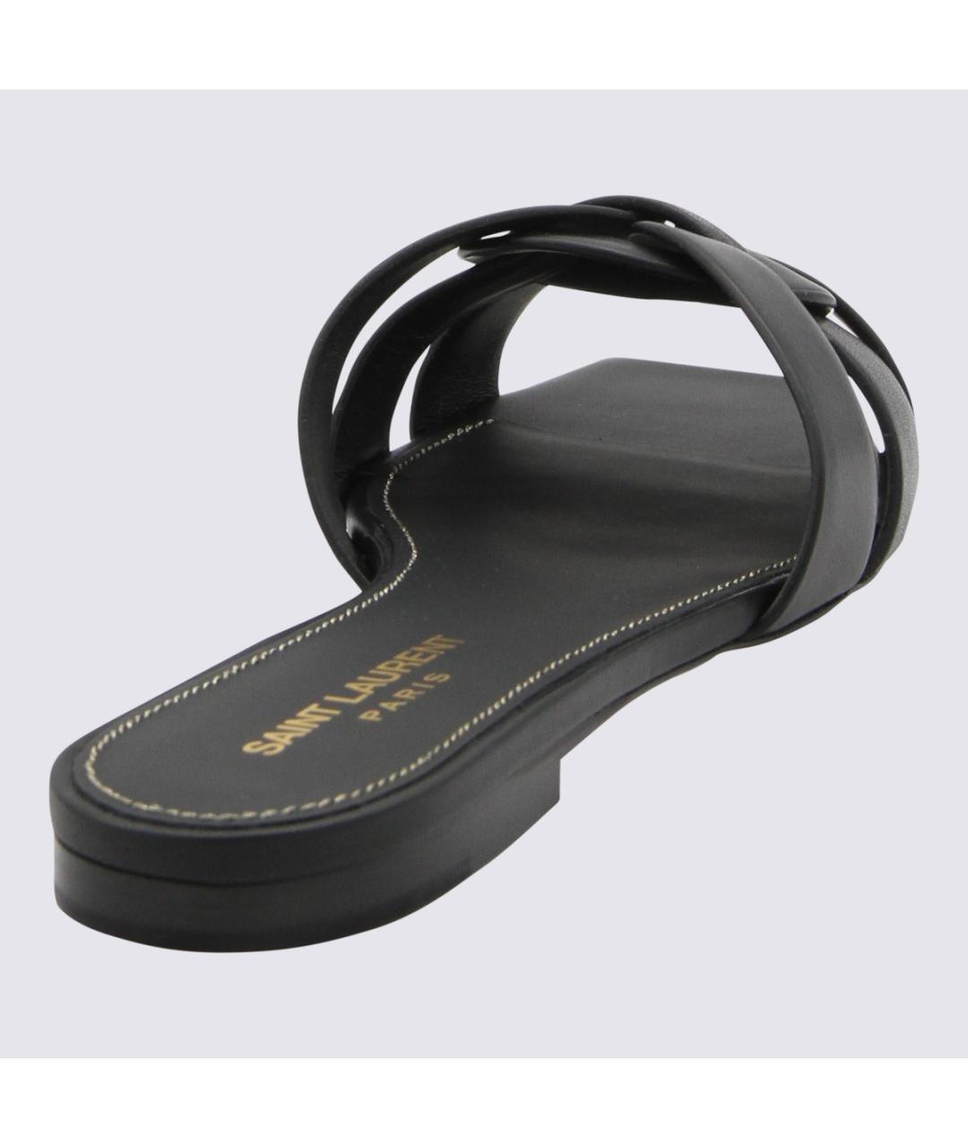 SAINT LAURENT Черные кожаные сандалии, фото 2