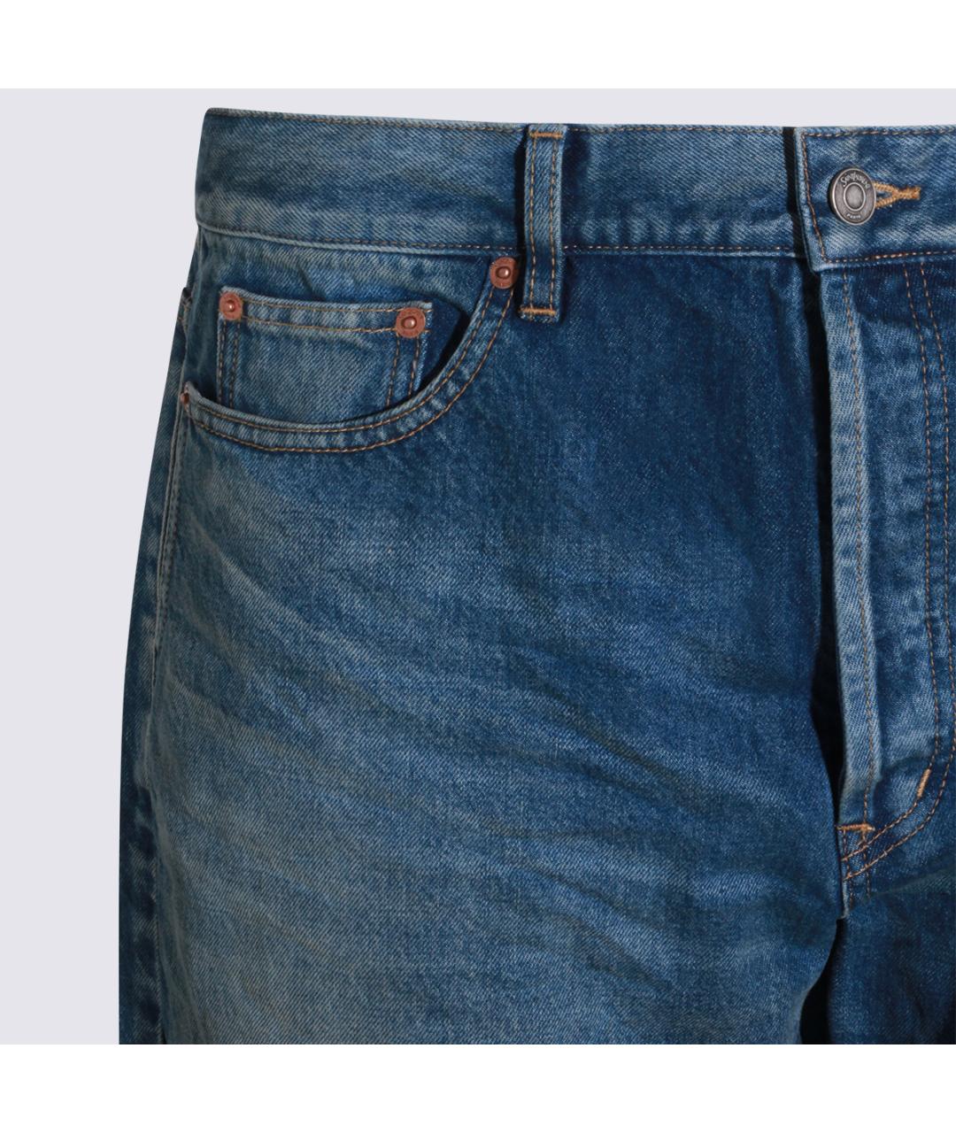 SAINT LAURENT Синие хлопковые прямые джинсы, фото 3