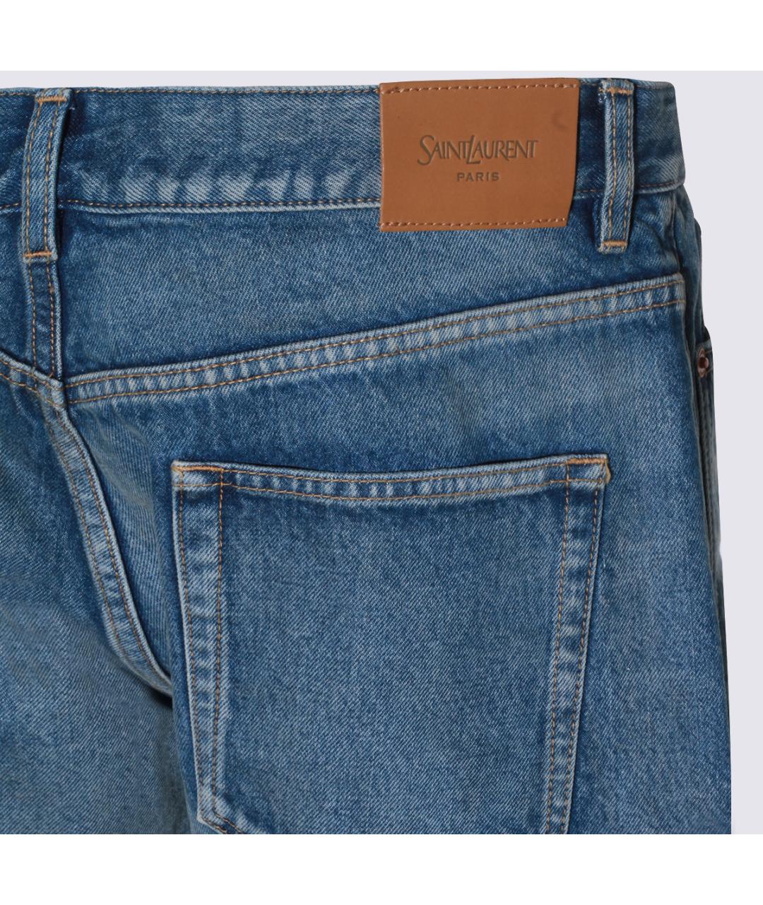 SAINT LAURENT Синие хлопковые прямые джинсы, фото 4