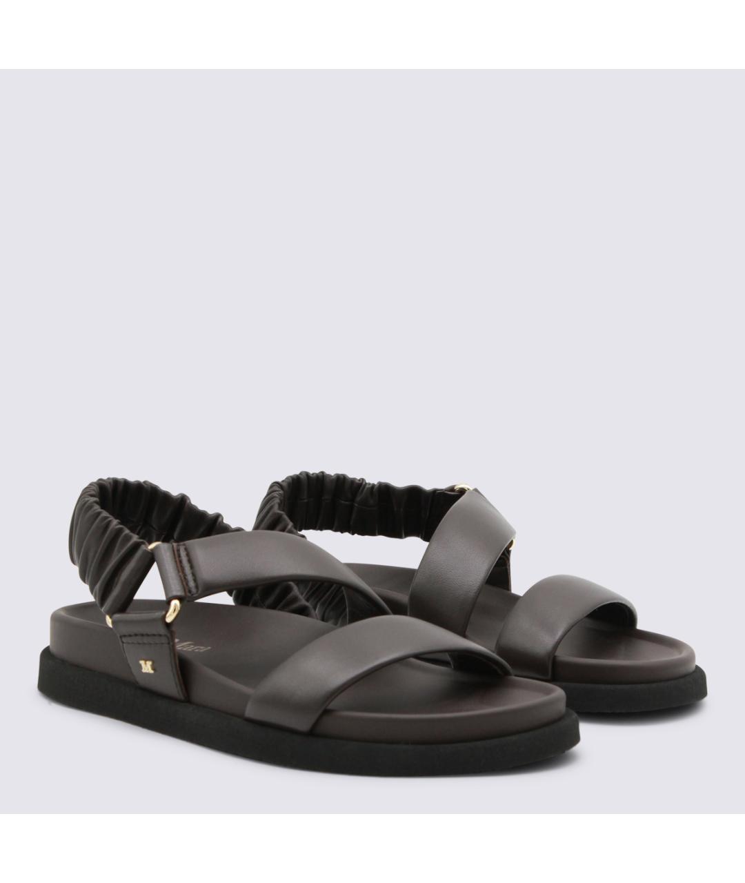 MAX MARA Коричневые кожаные сандалии, фото 2