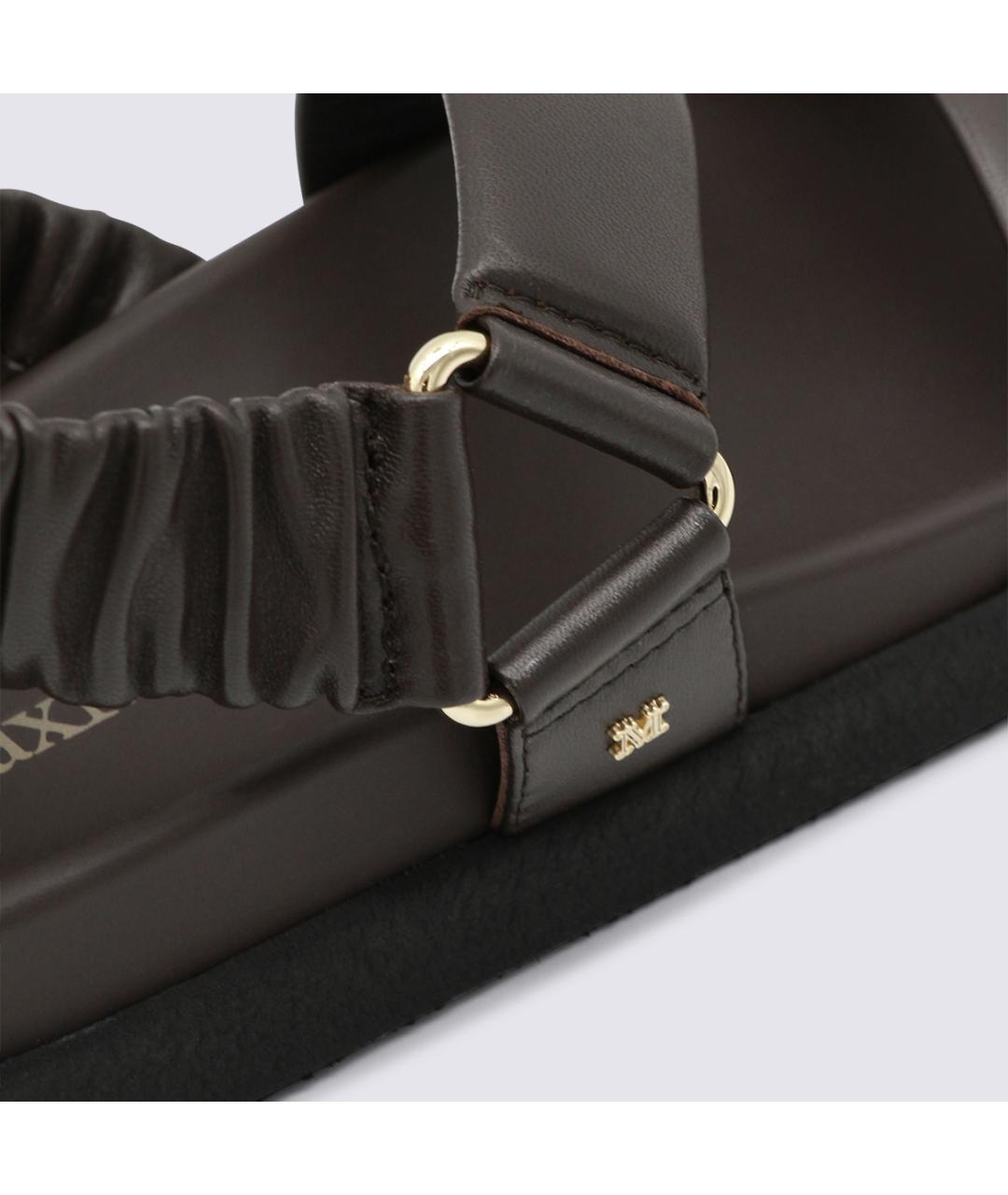 MAX MARA Коричневые кожаные сандалии, фото 4