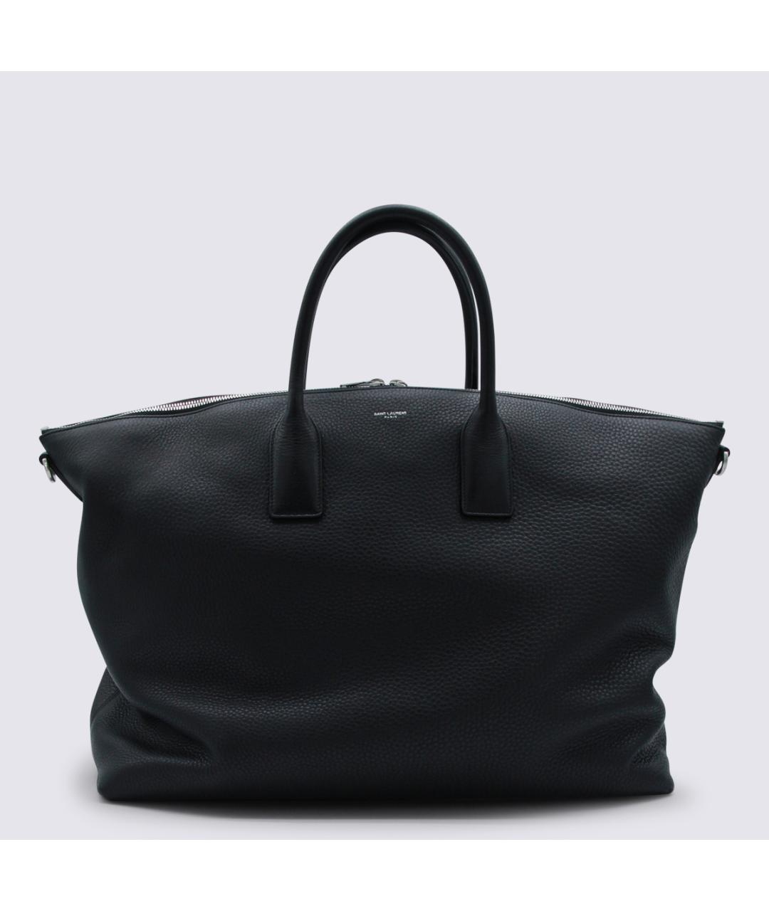 SAINT LAURENT Черная кожаная сумка тоут, фото 5